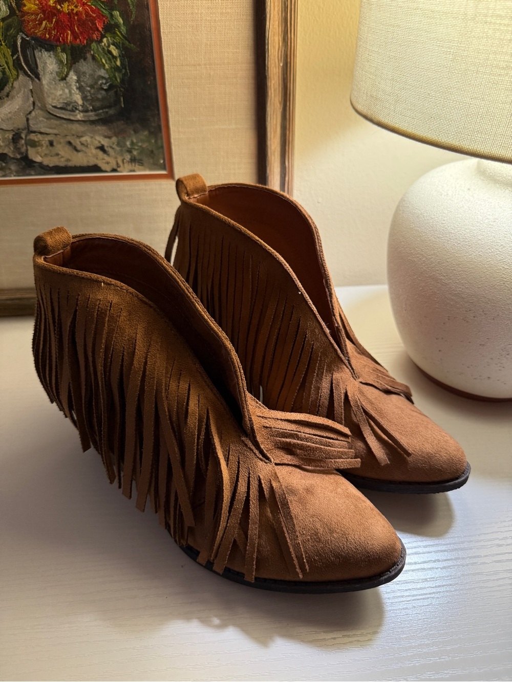 Matisse Brown Suede Fringe Ankle Booties